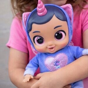 ZURU Rainbocorns Babycorns Kitty Unicorn Interactive Plush Doll Blue 10" Toy